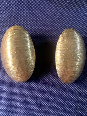 Gold Textured Oval Clip-On Earrings - Metallic Statement